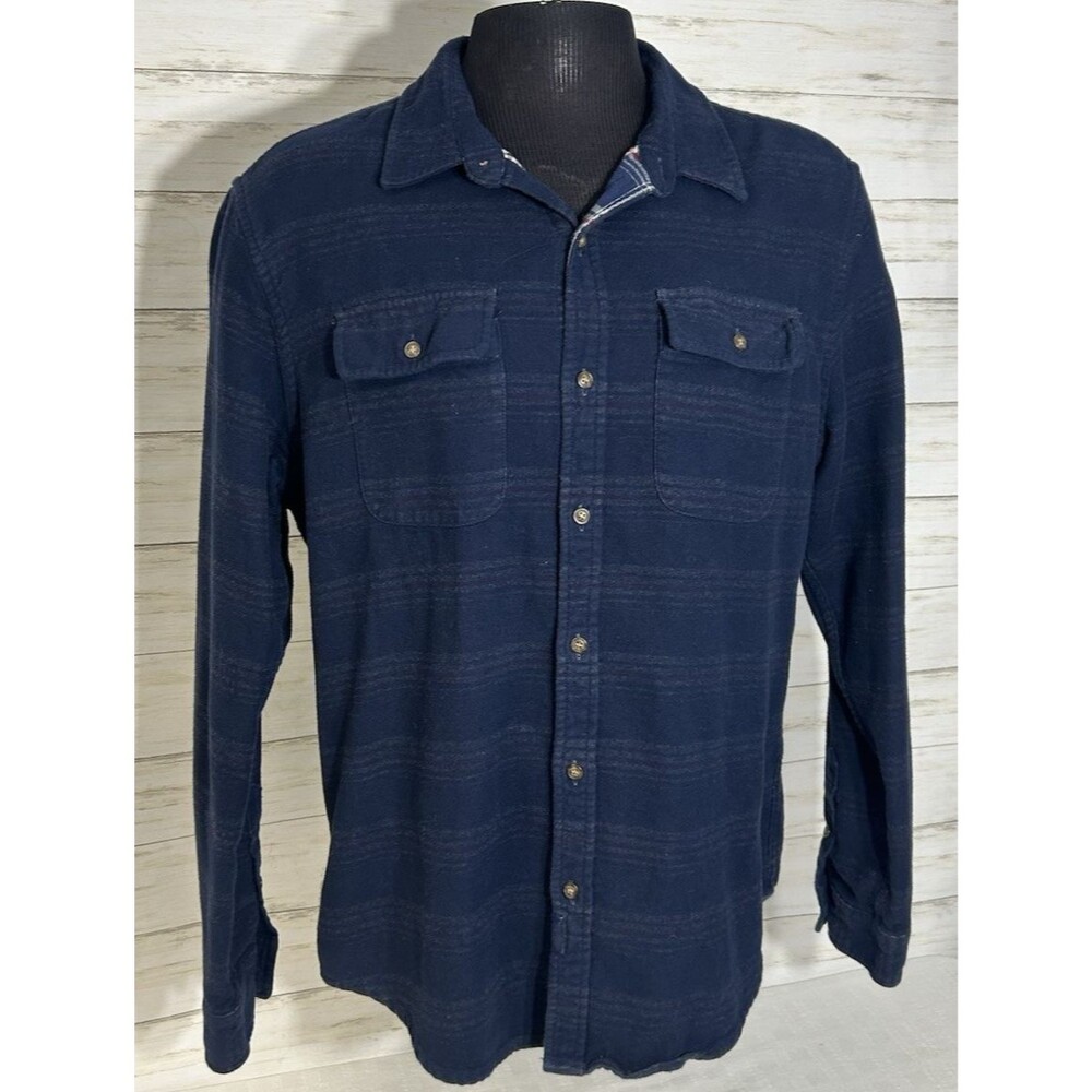 BRIDGE & BURN Original Slim Mens XL Blue Plaid SOFT Cotton Flennel Button Shirt